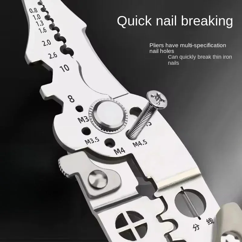 Automatic Wire Stripper Cutter - 圧着工具、ワイヤーストリッパー、28in1多機能電気工事用プライヤー、ケーブルカッター、電気工事・産業用、グレー、ワークショップ用