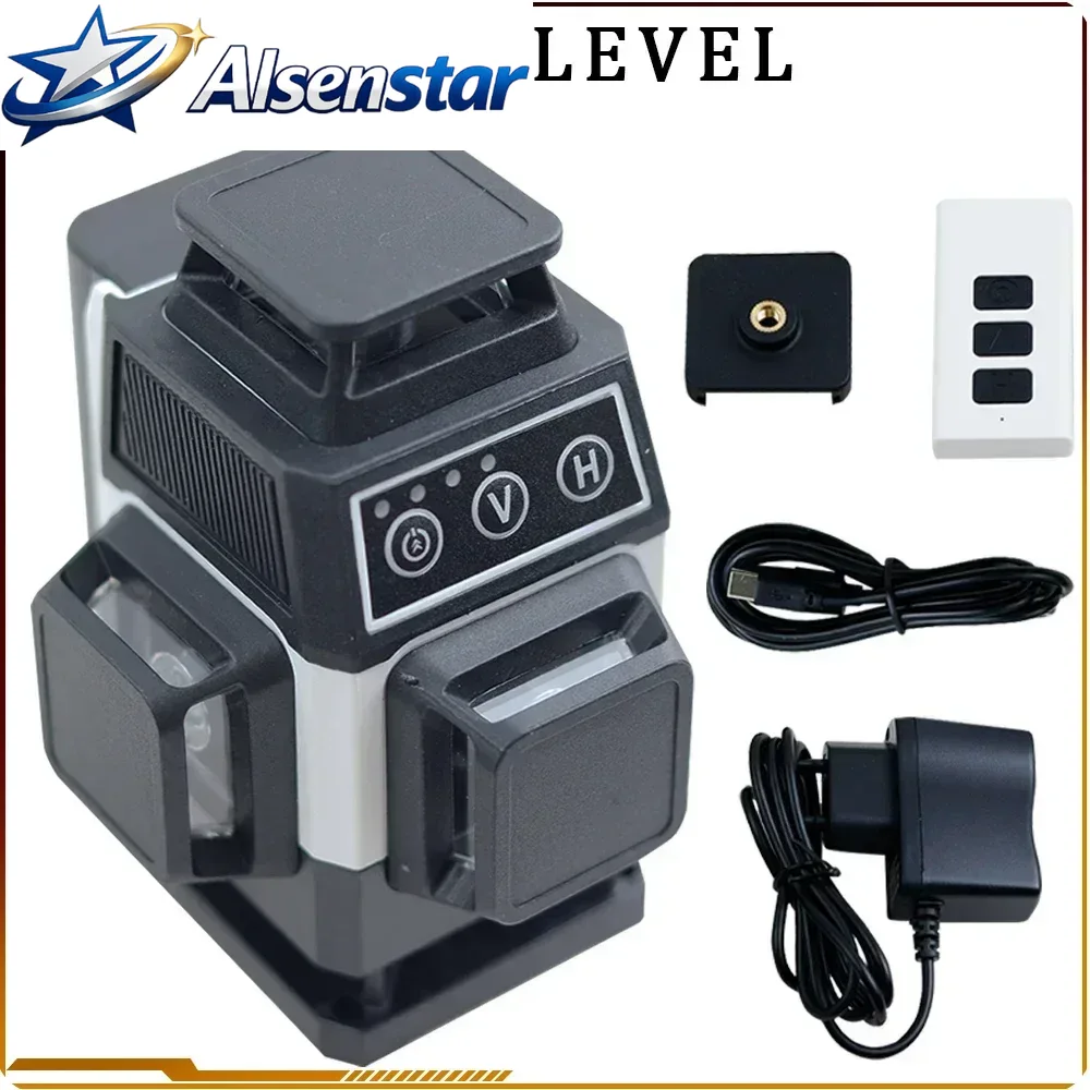 Laser Level 16 Lines 4D Green - 16ライン レーザーレベル 4D 自動水平調整機能付き レーザー測量ツール 4x360