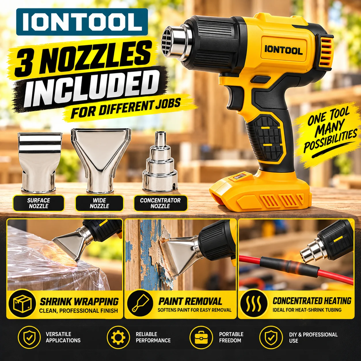 IONTOOL コードレスヒートガン 550 ℃   収縮チ - Cordless Heat Gun For Shrink Tubing のレビューと価格