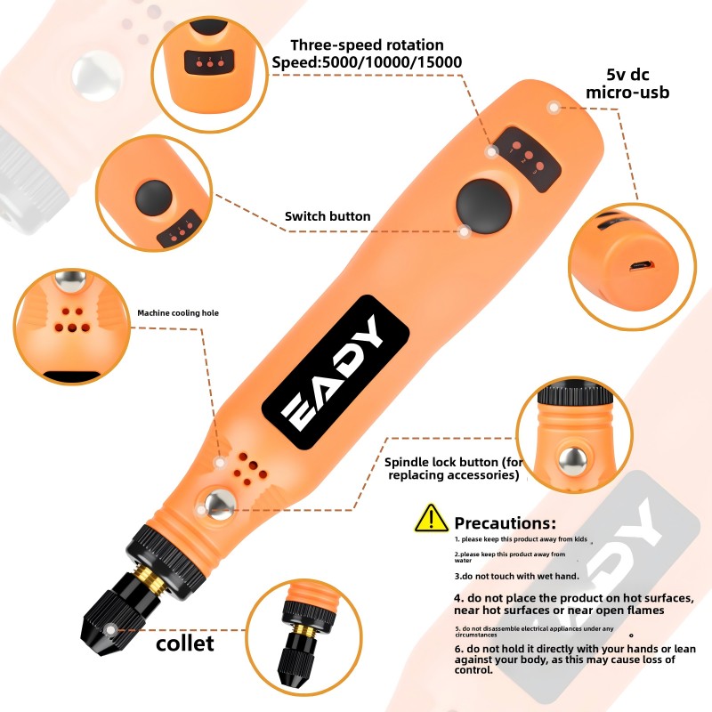 USBコードレス回転工具キット – 金属研磨、模型製作、アク - Cordless Rotary Tool Kit Accessories のレビューと価格