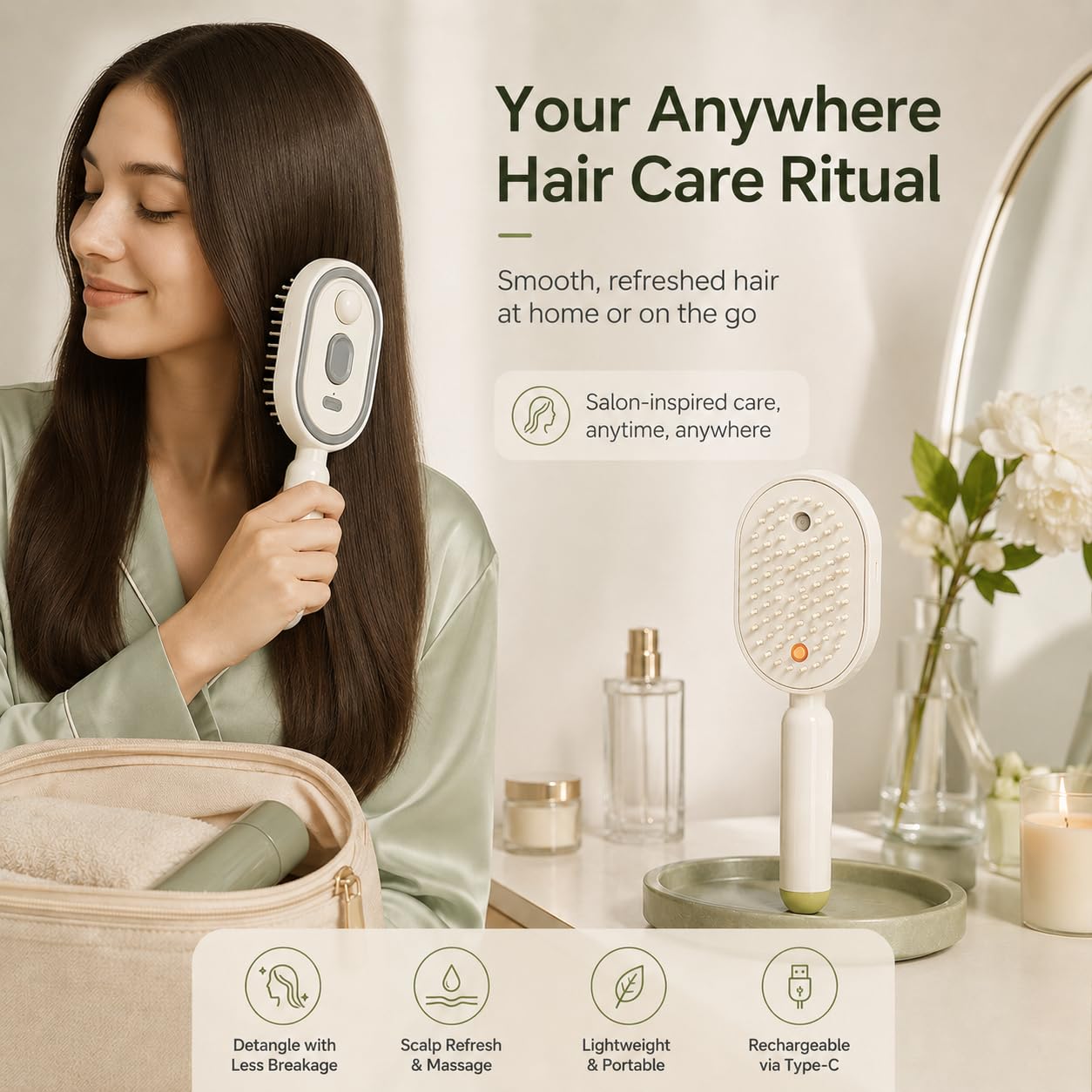 電動スプレーヘアマッサージコーム 2in1 ミストヘアブラシ - Electrical のレビューと価格